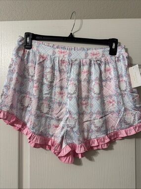 Altar’s State XL NWT Floral Pink & White Ruffle Sleep Shorts